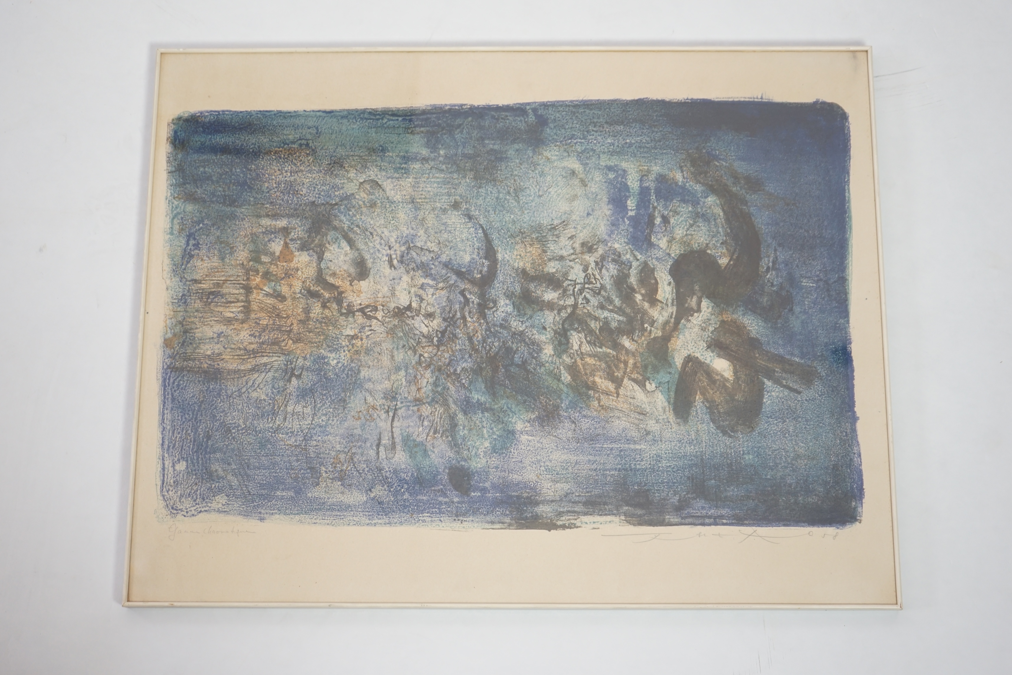 Zao Wou-Ki (1921-2013), colour lithograph, ‘Sans Titre’ signed and dated ‘58 in pencil, 50 x 65cm. Condition - fair